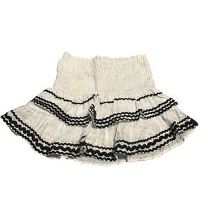 MUCHE ET MUCHETTE White Linen Ruffled‎ Tiered Skirt O/S